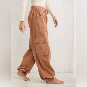 Aerie Womens Cargo Parachute‎ Style Pull On Pants Size M Teracotta Casual Cotton